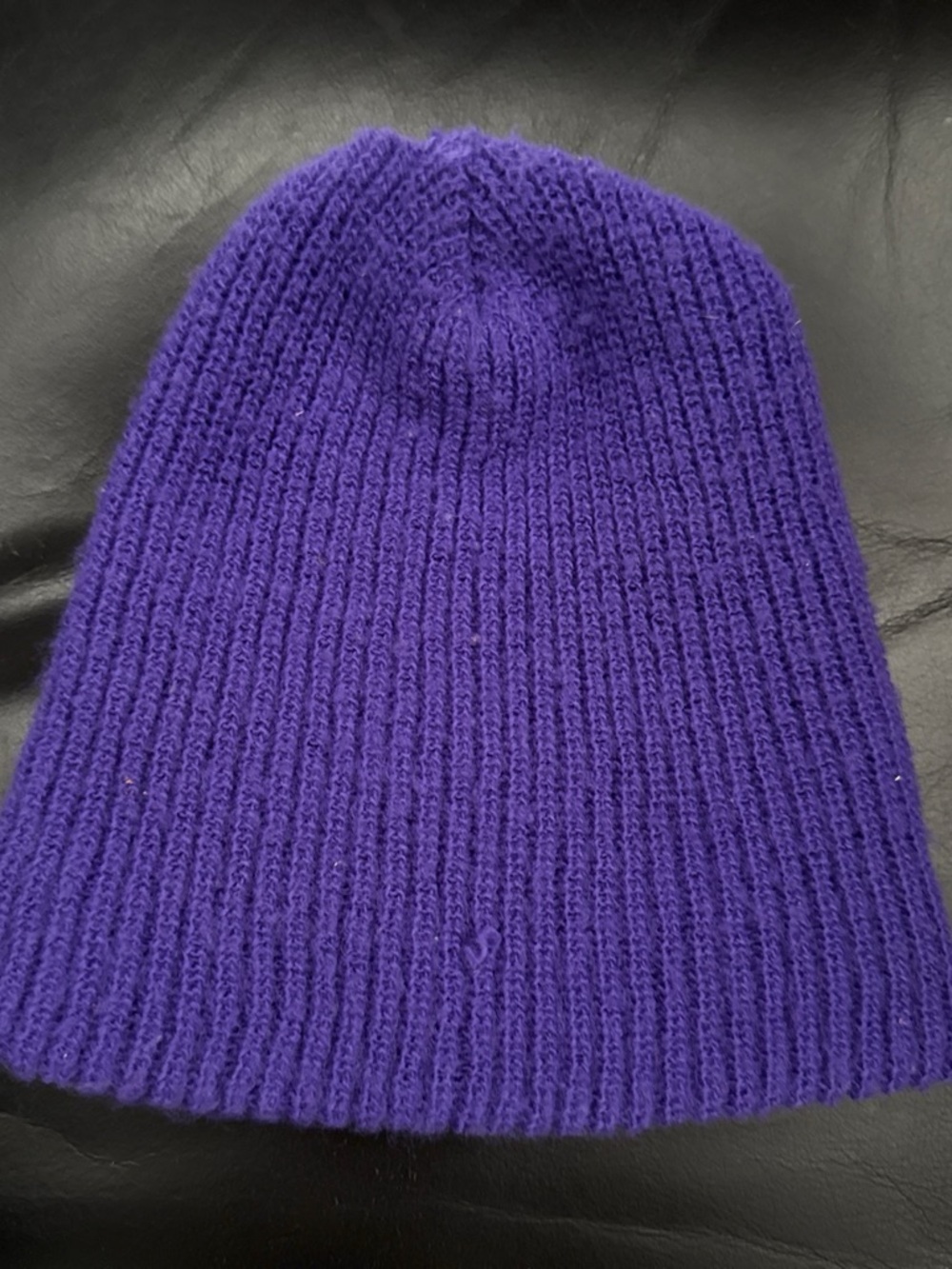 Men's Ribbed Knit Beanie Hat in Purple